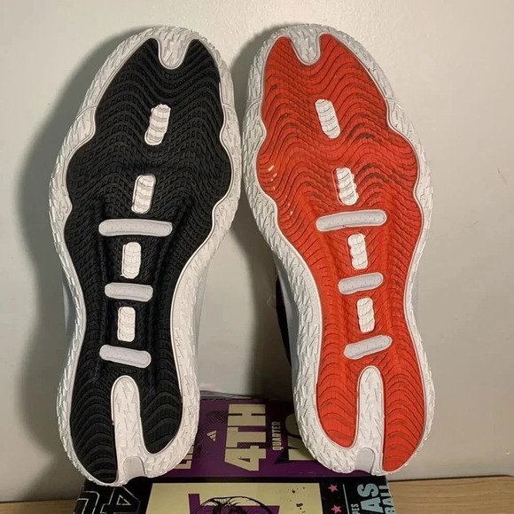 1406. Adidas Dame 8-White/VividRed/Black-US 14.5 Mens - Picture 4 of 4